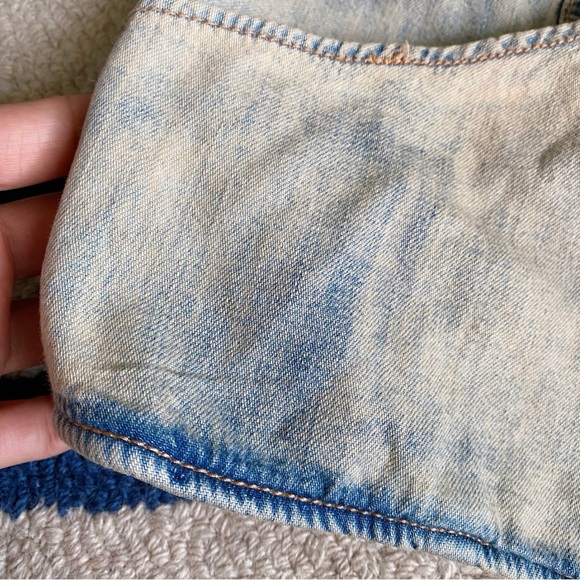 π ZARA DENIM ACID WASH HALTER STYLE BACK TIE CROP TOP! - Picture 9 of 15